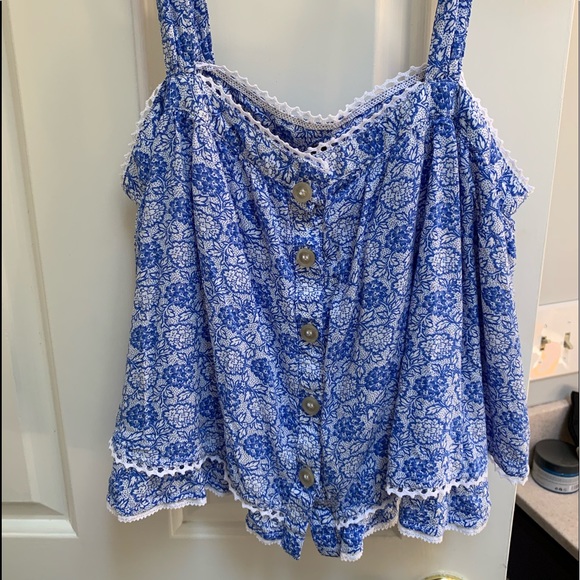 Free People Blue Floral Crop Top - Picture 5 of 8